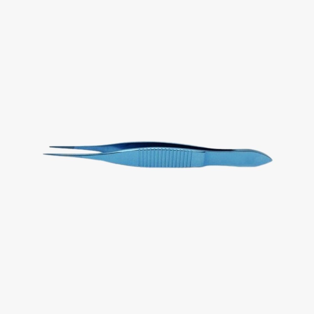 1.0mm Serrated Tips Moorfields Conjunctiva Forceps Anodized titanium with ribbed, non-slip handle and anti-glare finish