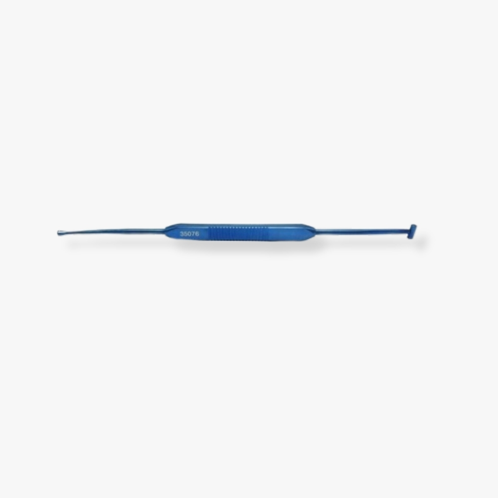 2.5mm Teardrop Shape Schocket Scleral Depressor Anodized titanium with round handle and anti-glare finish
