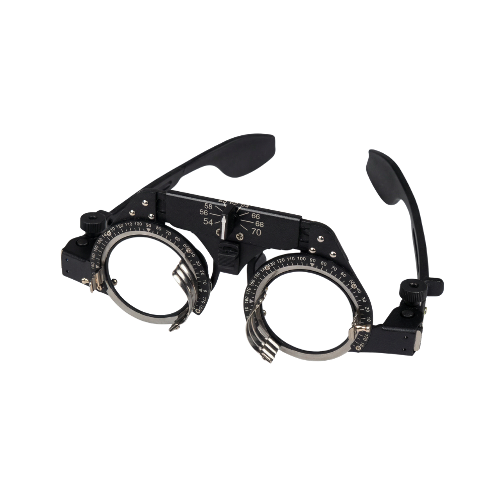 Adjustable trial frame, lightweight mixed-material ophthalmic frame, adjustable PD variant