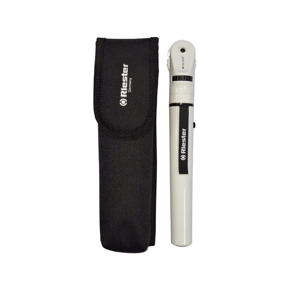 e-scope® Pocket ophthalmoscope handheld device showing retina and optic disc
