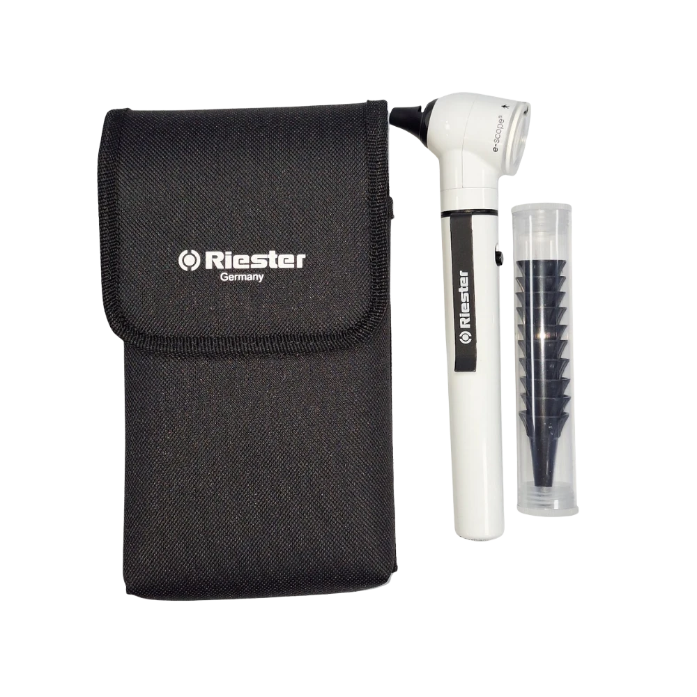 e-scope® Pocket Otoscope showing LED illuminated ear canal viewing