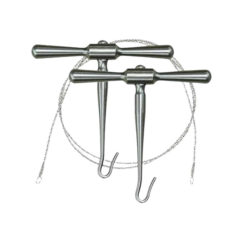 Gigli Handle pair providing control for Gigli wire saw during bone cutting