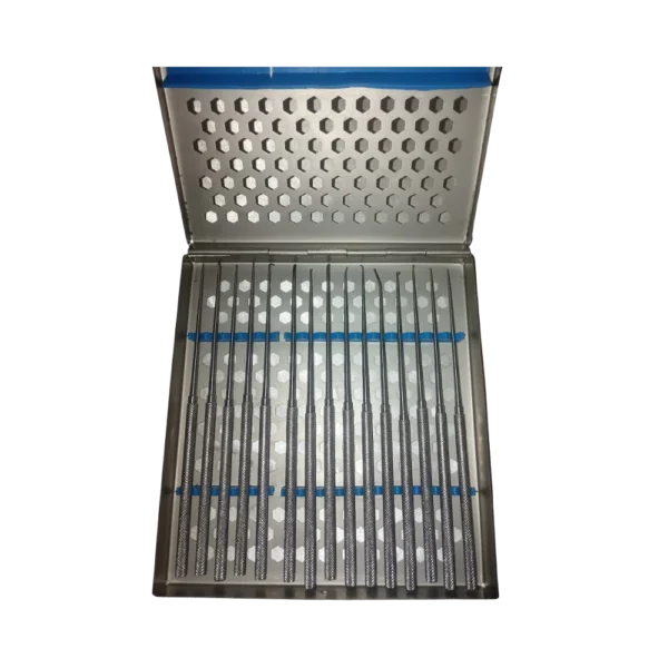 Rhoton dissector Set shown with surgical tools for delicate tissue dissection