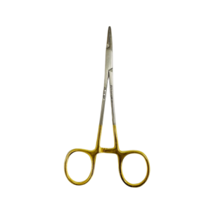 Halsey Needle Holder, TC Jaws, Serrated, TC Gold, 13 cm